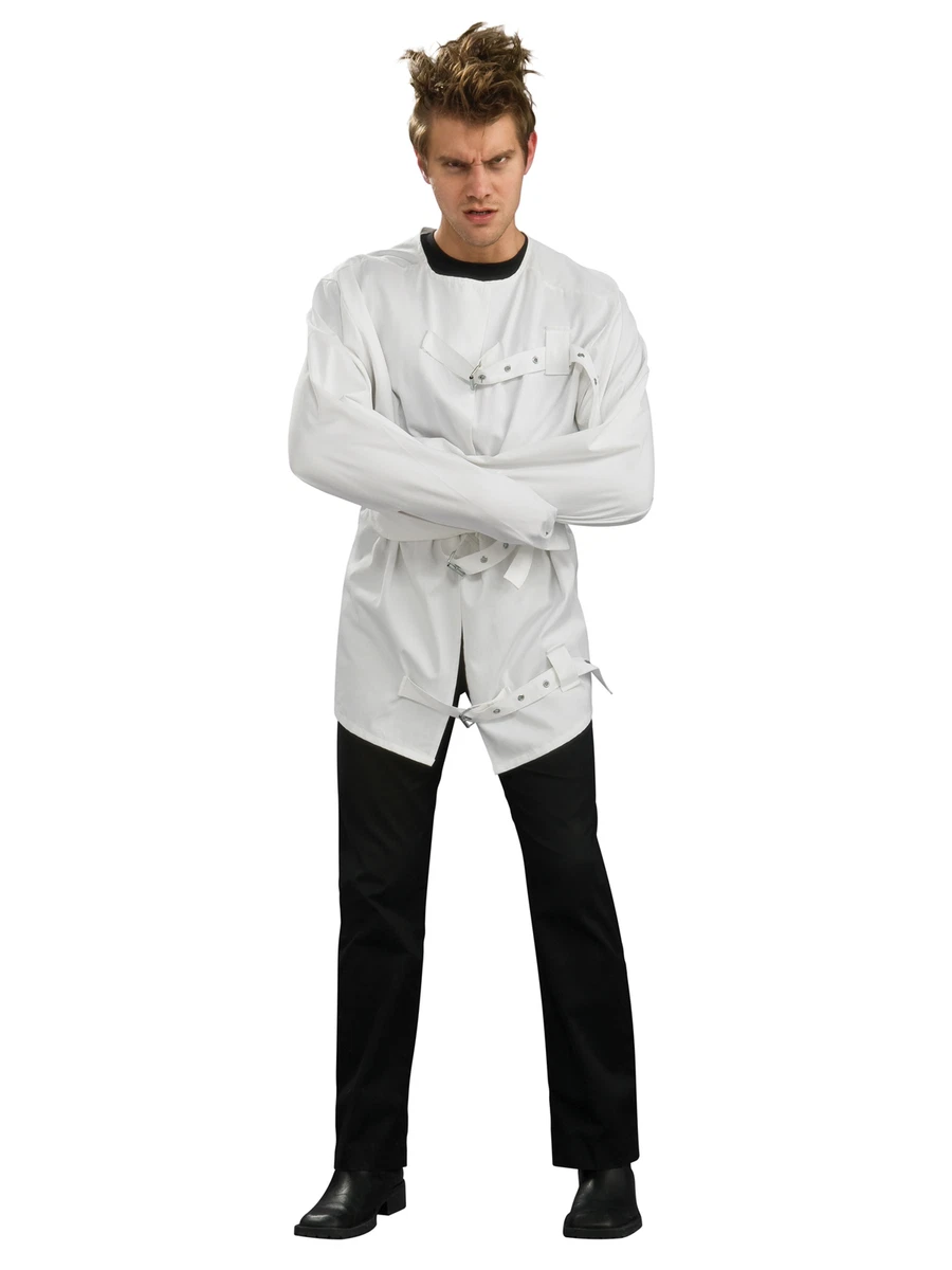 Mens Insane Asylum Costume Straight Jacket White Adult Halloween
