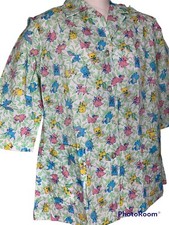 Vintage Smock Top Quarter Sleeves Baby Animals Pockets MED NEW Uniform Shirt
