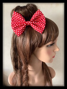 Red White Hair Bow Tie Band Hairband Minnie Mouse Dress Bandana