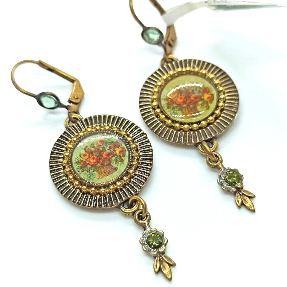 Pendientes Michal Negrin Largo Flujo Camafeo Aro Redondo y Cristal de Swarovski Regalo Nuevos  Foto 4 de 4