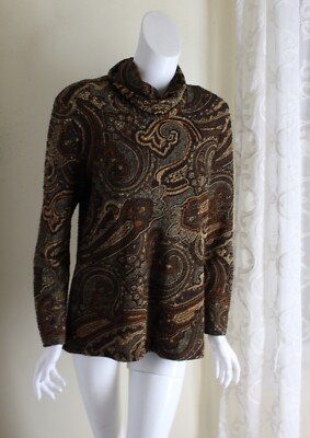 Artex Sammlung Größe M Paisley Aufreizend Art-To-Wear Rollkragen Bluse Hemd Top