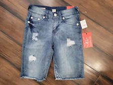 True Religion Kids Geno Cut Off Denim Shorts Size 6 Blue New W Tags