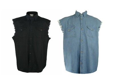 UNIK Men's Denim Cutoff Biker T-Shirt 