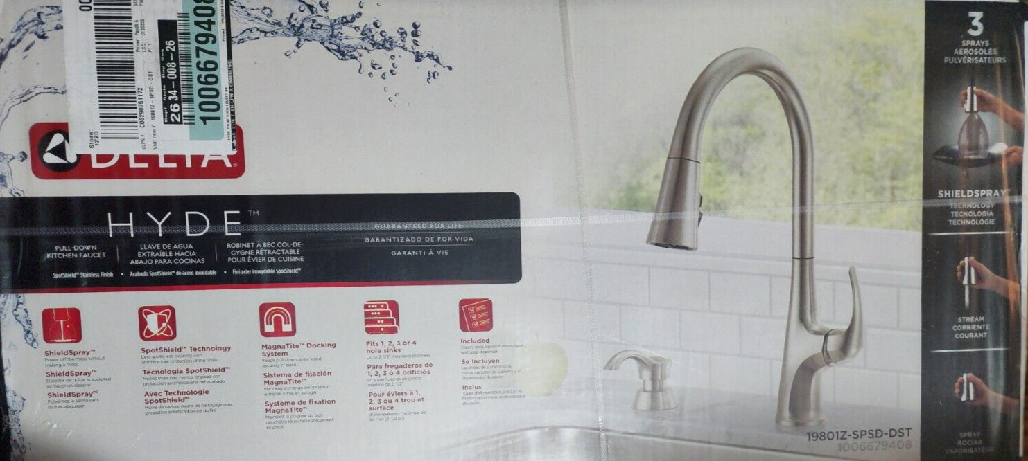 Delta Hyde Single-Handle Pull Down Sprayer Kitchen Faucet with ShieldSpray Techn