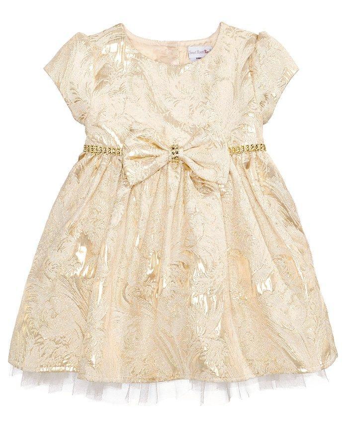 rose gold baby dress Baby Short Flower Girl Dress with Gold Lace 7013B Baby Short Flower Girl Dress with Gold Lace 7013B