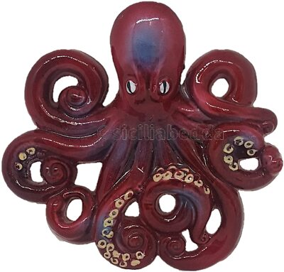 Pesce In Ceramica Siciliana Da Parete - Artigianale Handmade, 18x17cm, Granchio - Foto 3