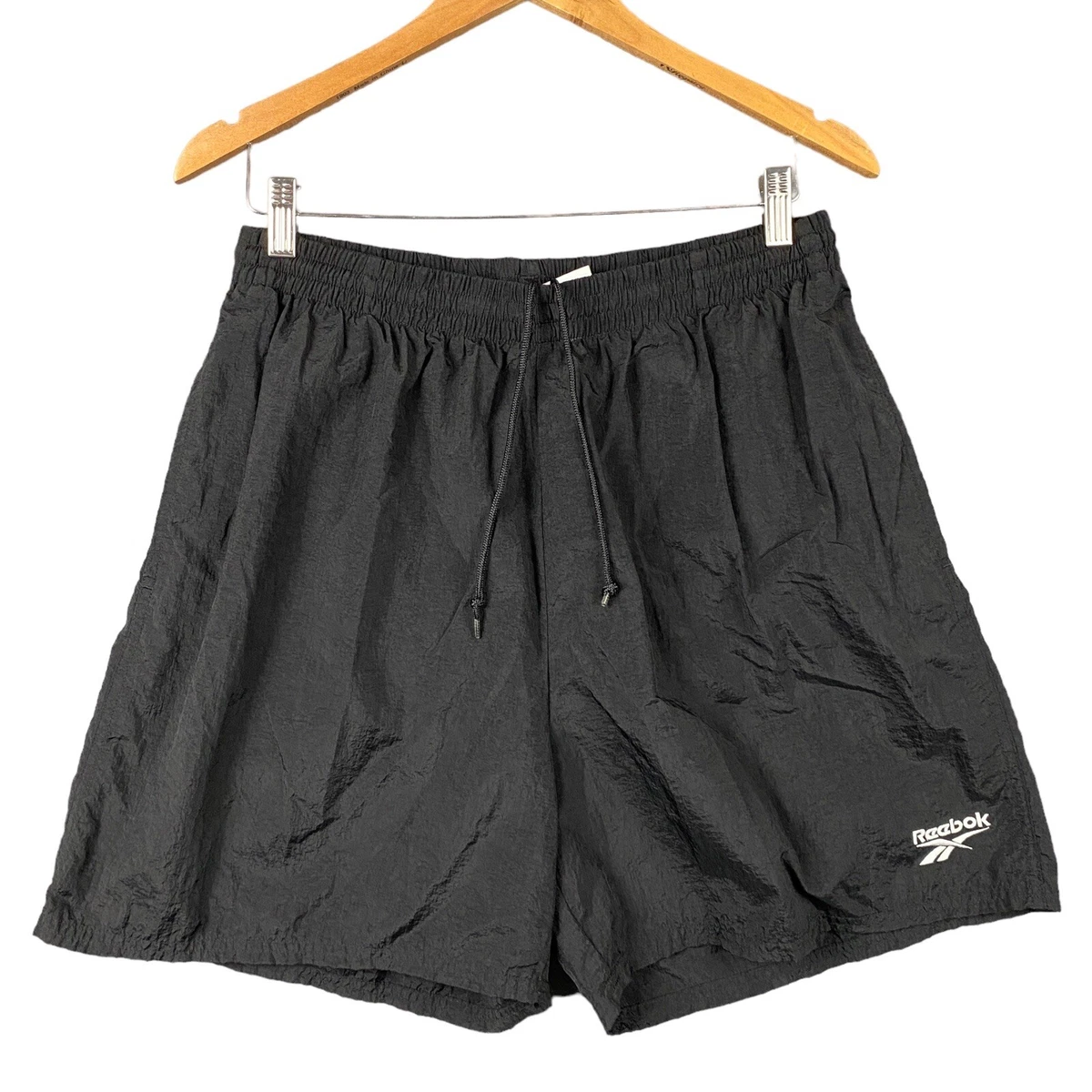 Vintage Reebok Shorts Adult Large Black Nylon Lined Mens 90s Baggies Hiking