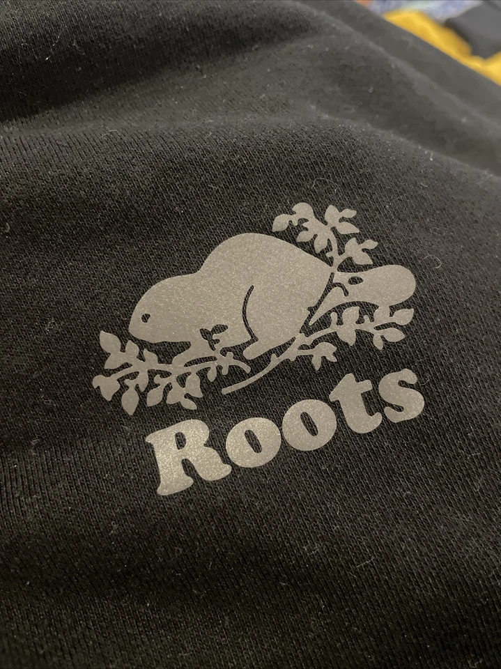 Roots Zip Sweatshirt Dress Womens Medium Panel Logo Cotton Blend Pockets Black - Image 4 of 4