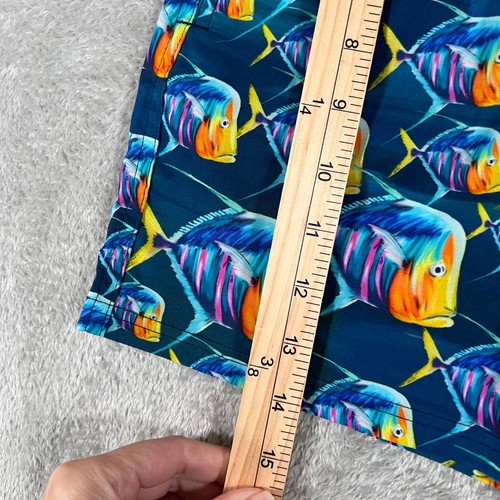 Vilebrequin Swimtrunks Boys Size 14 Blue Fish Print 6" Inseam Drawstring Waist - Picture 8 of 11