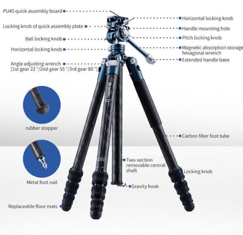 BENRO Bluebird Carbon Fiber Tripod CB258CK Grey - Picture 6 of 7