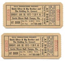 Quicksilver Messenger Service Concert Ticket Set of 2 1972 Tampa
