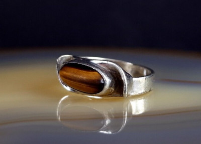 Ring Silber Holstentor KLS Tigerauge  16,8- 17 mm - Vintage chic 