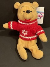 NEW Retired Disney Store Snowflake Sweater Pooh 8-inch Mini Bean Bag Plush