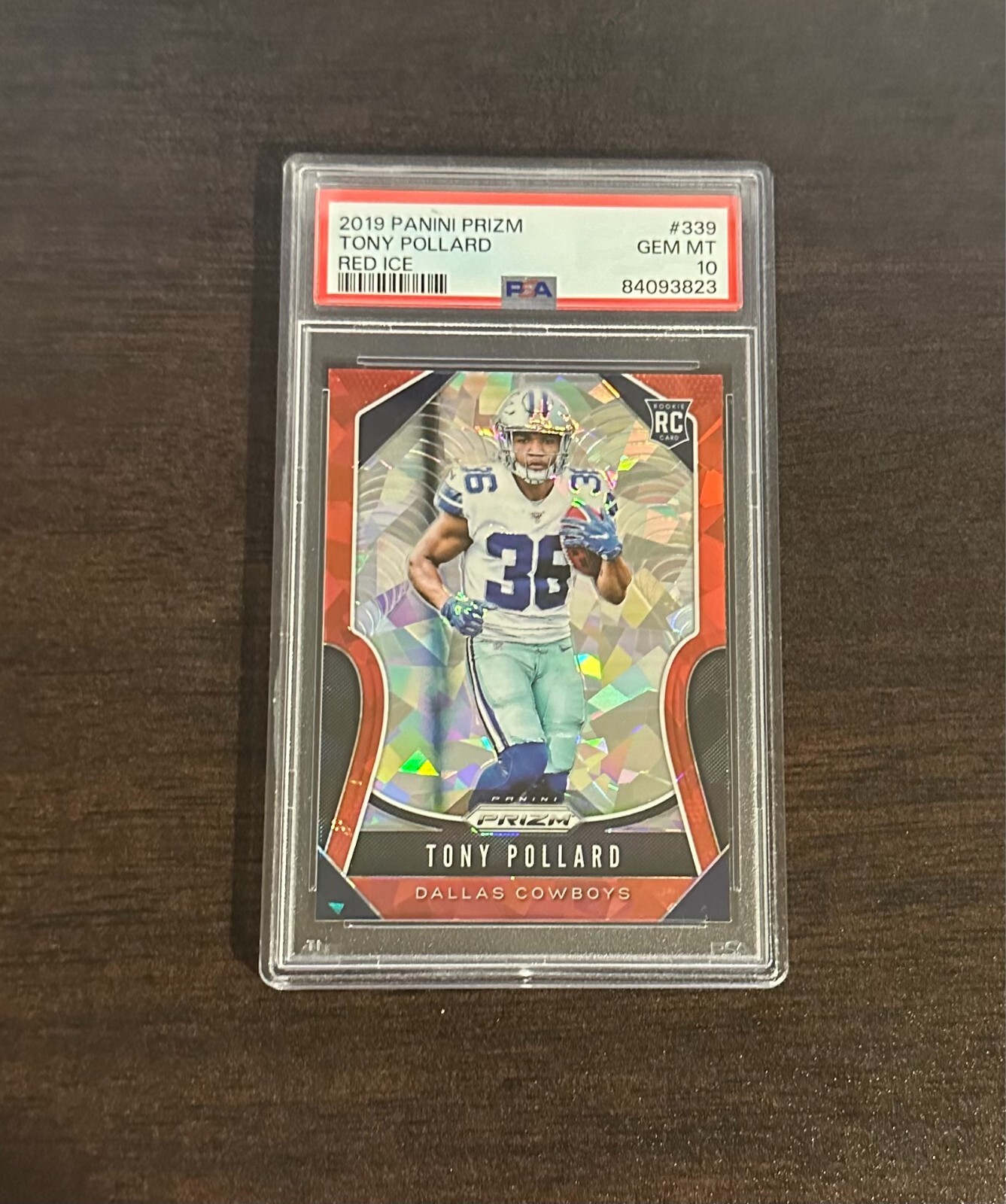 2019 Panini Prizm Tony Pollard RC Red Cracked Ice #339 PSA 10 GEM MINT ROOKIE
