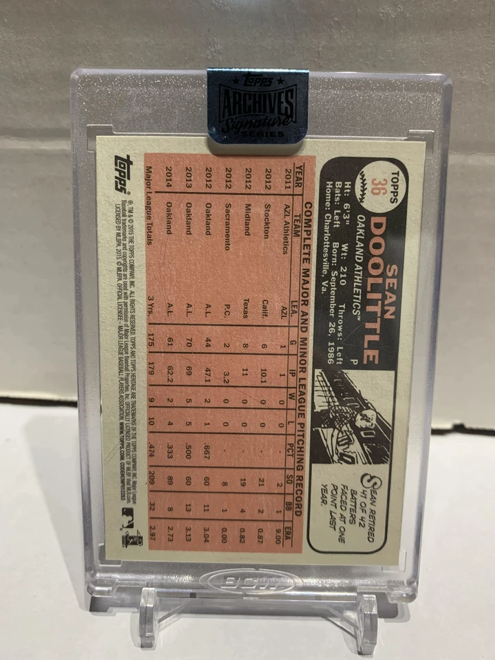 SEAN DOOLITTLE 2018 TOPPS ARCHIVES SIGNATURE EDITION 2015 HERITAGE BUY BACK /99 - Image 2 of 2