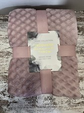 Jacquard Diamond Sherpa Throw Blanket Pink