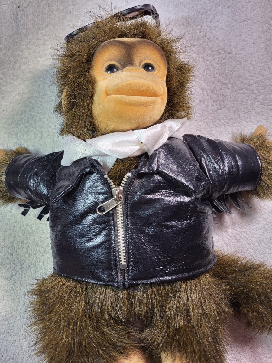 1994 Vtg Hosung Monkey IN LEATHER JACKET Puppet Plush 14