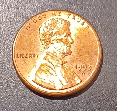 1993-D Lincoln Memorial Cent Penny US Coin Close AM Off Center Rim (#1)