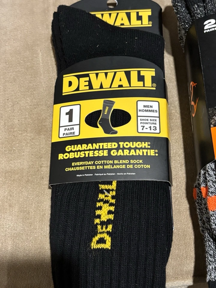 REALTREE Men’s Crew Socks 2 Pairs Gray Size 6-12. Dewalt Sock. 1 Pair. Size 7-13 - Image 3 of 4
