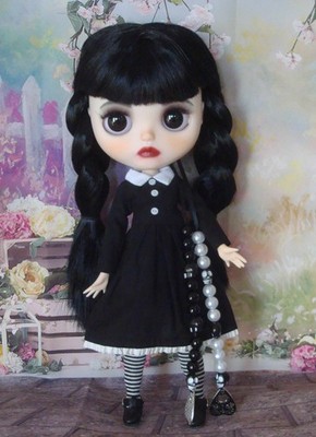Custom Blythe doll Wednesday Addams sleepy eyes by Daniela Mar | eBay