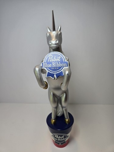 PBR PABST BLUE RIBBON BEER TAB HANDLE SILVER UNICORN 2014 HEIGHT 11" - Picture 3 of 15