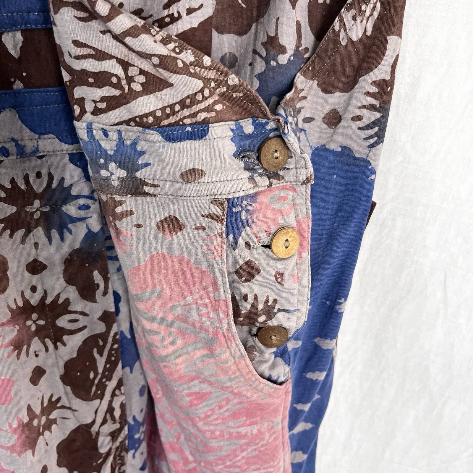 Batik Patchwork Shortalls Medium Large Colorful C… - image 11