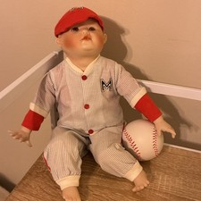 Yolando Bello MICHAEL Baseball Costume Porcelain Sitting Boy Doll Edwin Knowles