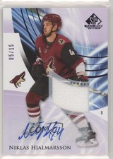 2020 Upper Deck SP Game Used Purple Jersey 5/15 Niklas Hjalmarsson #9 Auto yc8