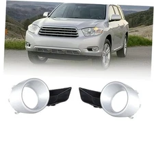  1 Pair Front Fog Driving Light Cover Trim w/Chrome Replacement for Highlander 