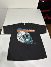 Vintage Miami Dolphins Shirt XL Black NFL Football Helmet 1996 Dan Marino Sports