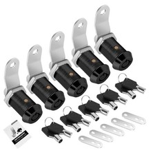 5 Pack Cabinet Lock with Keys, 1" RV Storage Locks Keyed 1 Inch Black -5 Pack