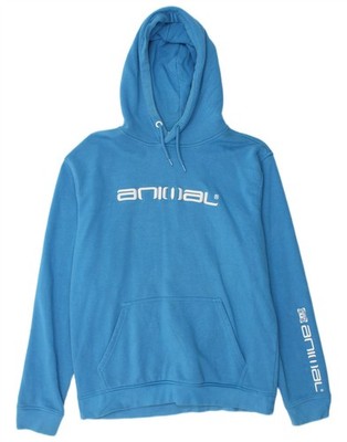 Animal Herren Grafik Hoodie Pullover Large Blau Baumwolle CT03