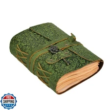 LEATHER VILLAGE Handmade Leather Bound Journal for Women- Green |