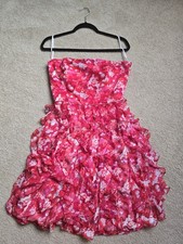 White House Black Market Dress 10 WHBM Pink Floral Strapless Ruffle