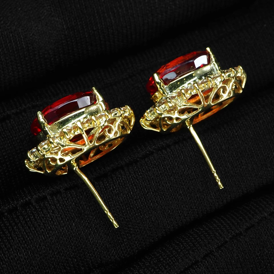 Orecchini abbaglianti in argento sterling 925 con zaffiro arancione... - Immagine 4 di 4