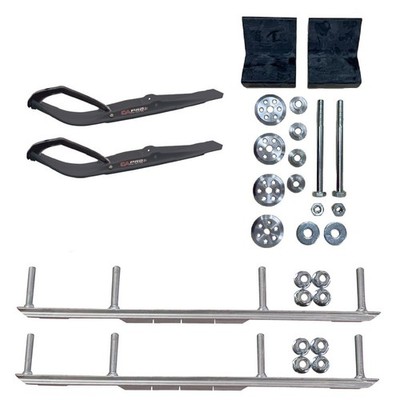 C&A Pro Black Razor Snowmobile Skis w/ 4.5'' Shaper Bars Complete Kit Yamaha