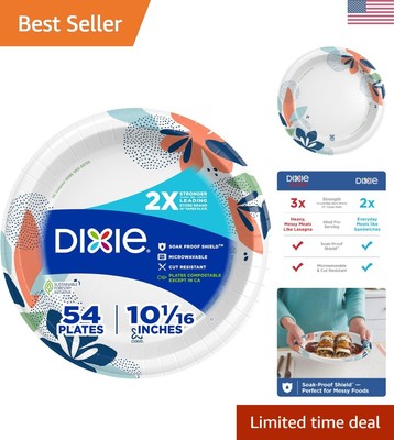 Large Paper Plates, 10 Inch, 54 Count, 2X Stronger*, Microwave-Safe, Soak-Pro...