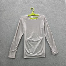 Koi Lite Women Scrub Top L/XL Light Gray Divine Long Sleeve Crew Neck