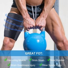 1 Pair Thigh Compression Sleeves - Quad  Hamstring Support for Running, Gym - I