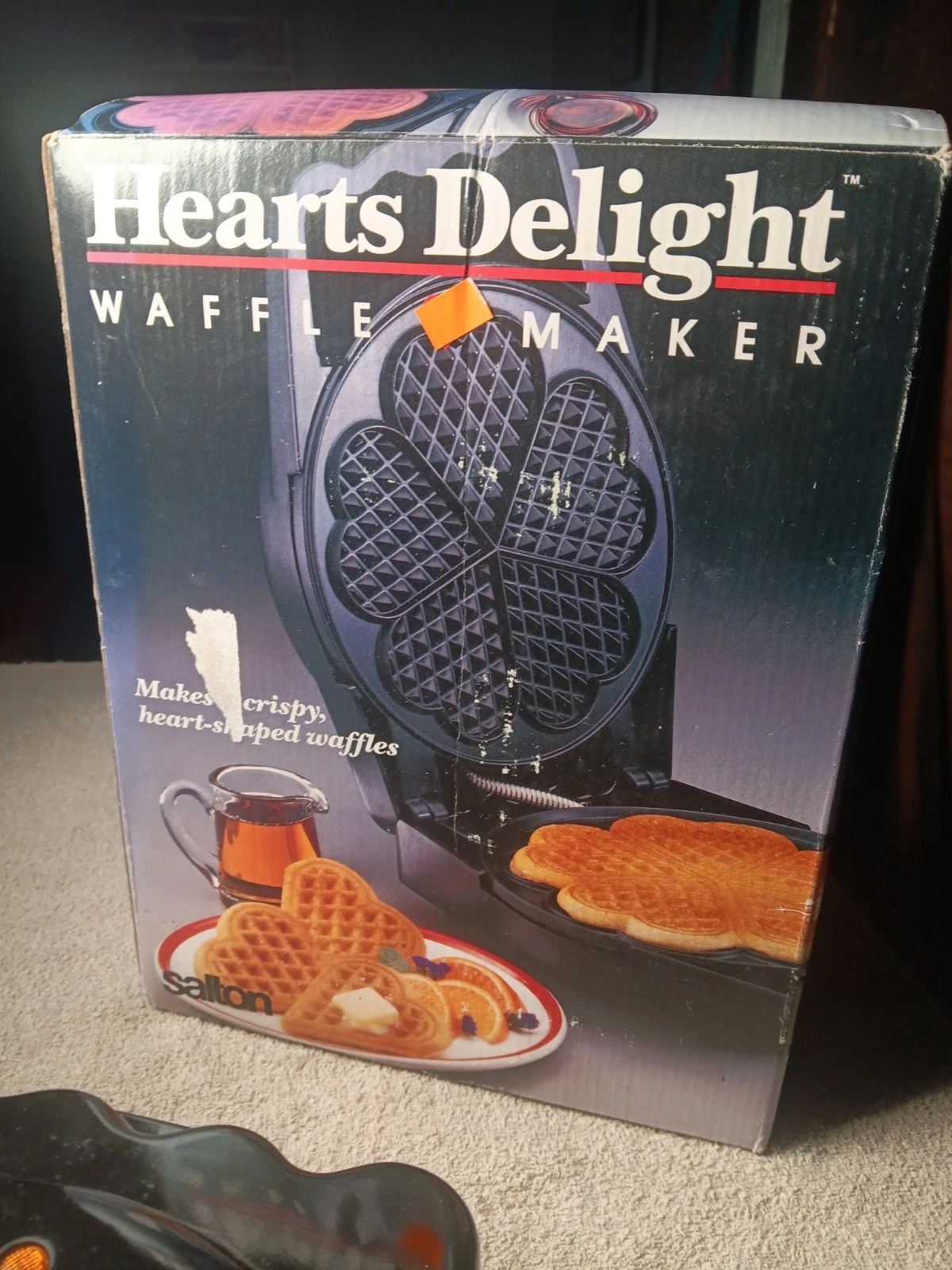Salton HEARTS DELIGHT Waffle Maker NOS Iron Heart WM-5A Maxim TESTED WORKS