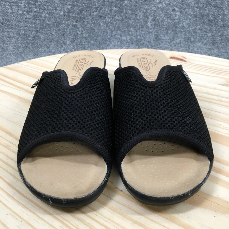 Sandalias Fly Flot para mujer 39 informales cómodas sin cordones cuña baja deslizable tela negra Foto 4 de 4