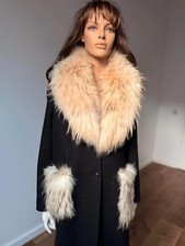 Luxury Vintage Raccoon Fur Collar Set Genuine Real Fur Pockets 1990s