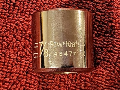 Powr-Kraft 4847 T  Socket 7/8'' 3/8'' Dr. 12 Pt, USA. New Old Stock