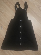 Miss Evie Girls Black Cord Pinafore Dungaree Dress Age 6/7