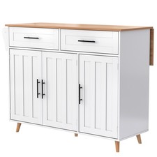 Kitchen Island on Wheels, Rolling Kitchen Storage Trolley with Countertop, White