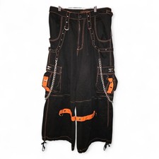 Vtg Y2K Tripp NYC Wide Leg Black/Orange Bondage Pants Sz L Goth Punk Mallcore