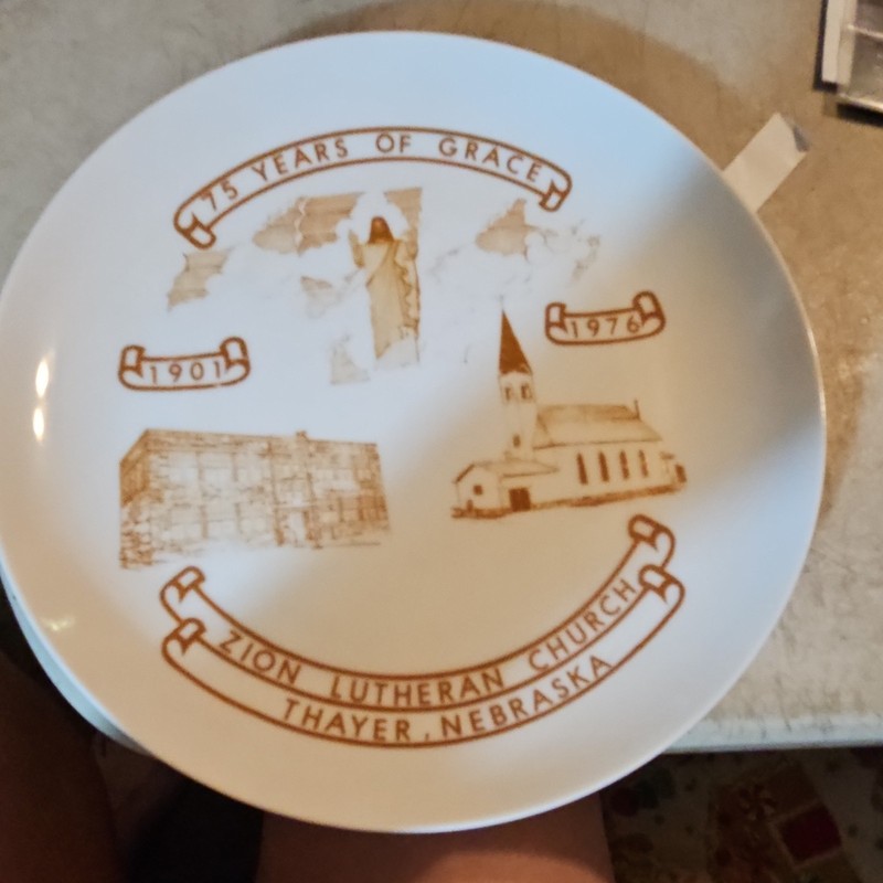 Zion Lutheran Church Thayer Nebraska 75 Years of Grace 1901-1976 Plate