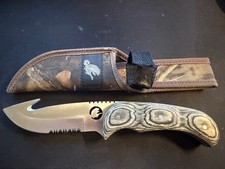 Hunting Knife Fixed Blade With Gut Hook and Sheath Large Great Condition