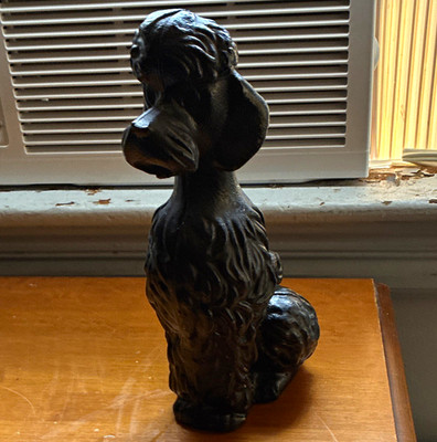 Vintage cast iron poodle bank doorstop