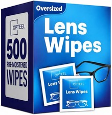 Pre-Moistened Eyeglass Lens Cleaning Wipes - 500 Individually Wrapped, Scratch-F